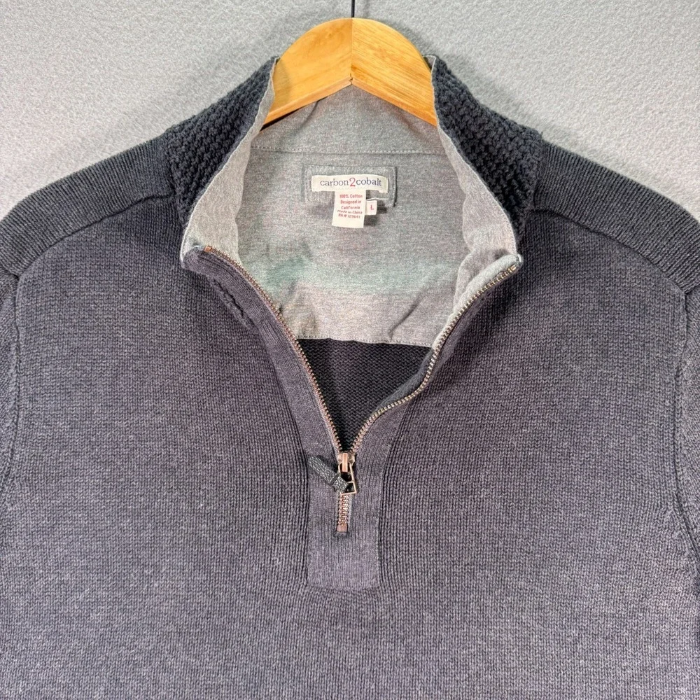 Carbon 2 Cobalt Quarter Zip Knit Sweater Mens Large Blue Pullover‎ Long Sleeve